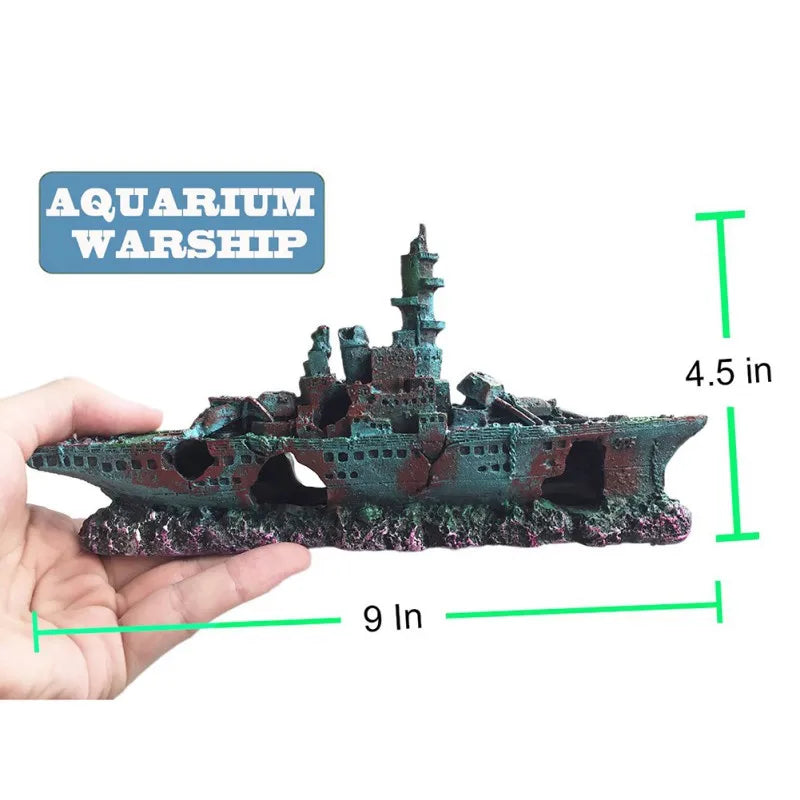 1PC Aquarium Fish Tank Decorations Landscape Pirate Ship Wreck Ship Decor Resin Boat Ornament Aquarium Accessories Decoration