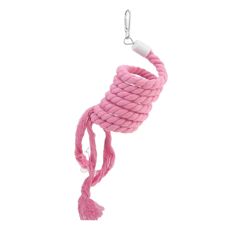 1PC Bird Toy Spiral Cotton Rope Chewing Bar Parrot Swing Climbing Standing Toys with Bell Bird Supplies Parrots Climbing Toys