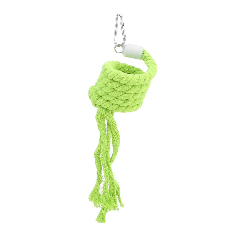1PC Bird Toy Spiral Cotton Rope Chewing Bar Parrot Swing Climbing Standing Toys with Bell Bird Supplies Parrots Climbing Toys